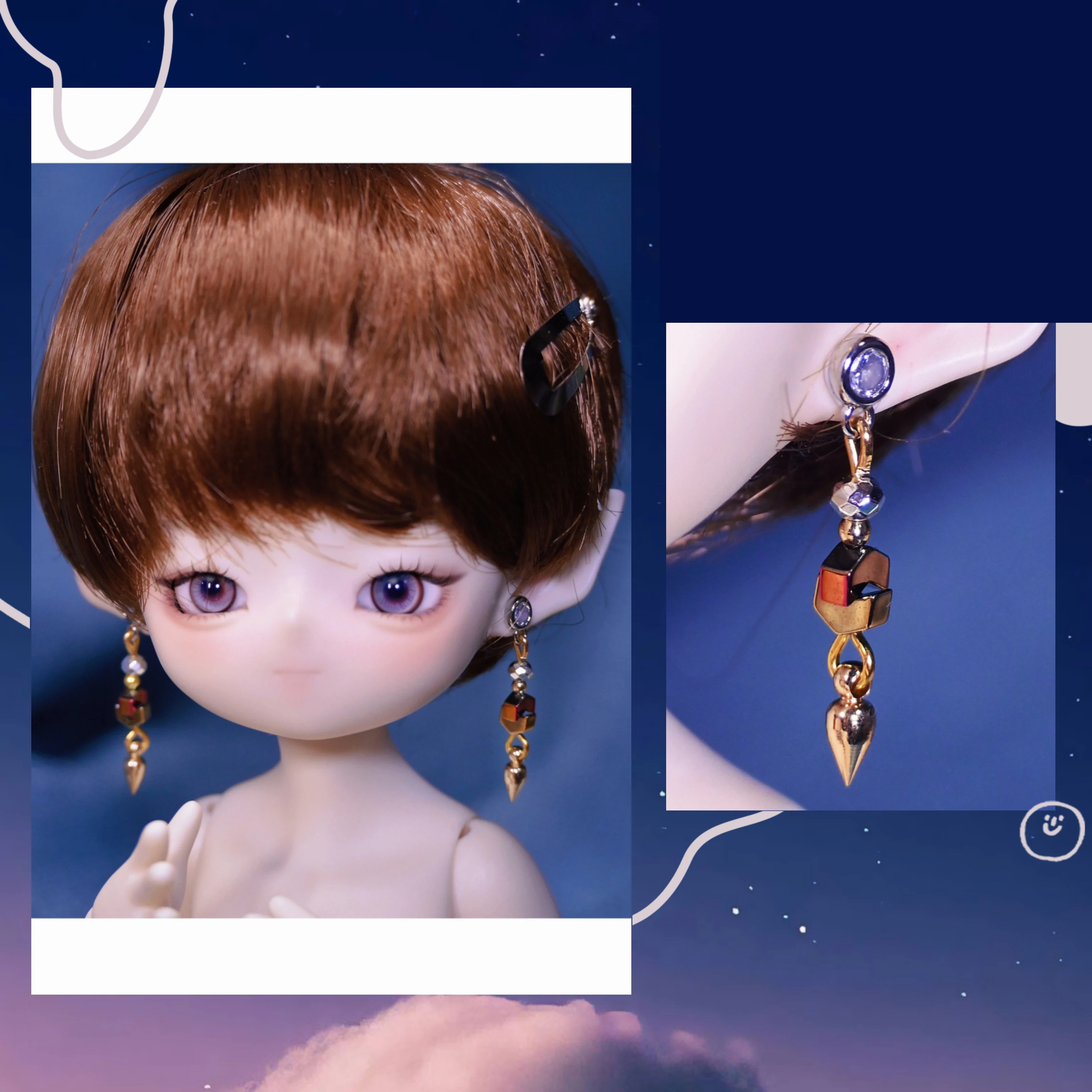 D04-A930 children toy 1/4 1/3 BJD uncle SD doll's Photo props Accessoriess decoration colorful Tassel earrings 1pair