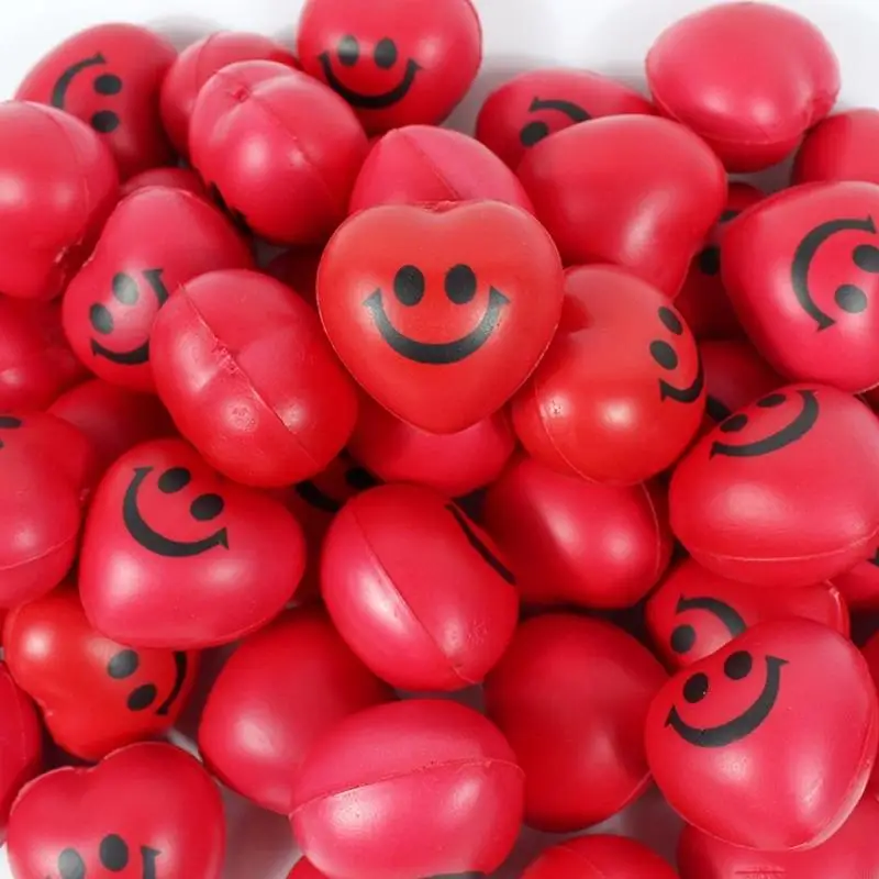 PU Material Heart Stress Relief Ball Funny Hand Grip Exercise For Anxiety Management A2UB