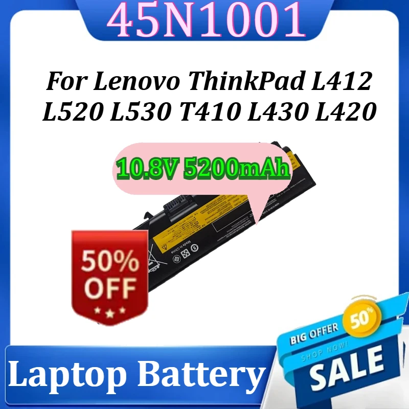

Laptop Battery 45N1001 for Lenovo ThinkPad L412 L520 L530 T410 L430 L420 L512 T410i T420 T420i T430 T430 T520 10.8V 5200mAh