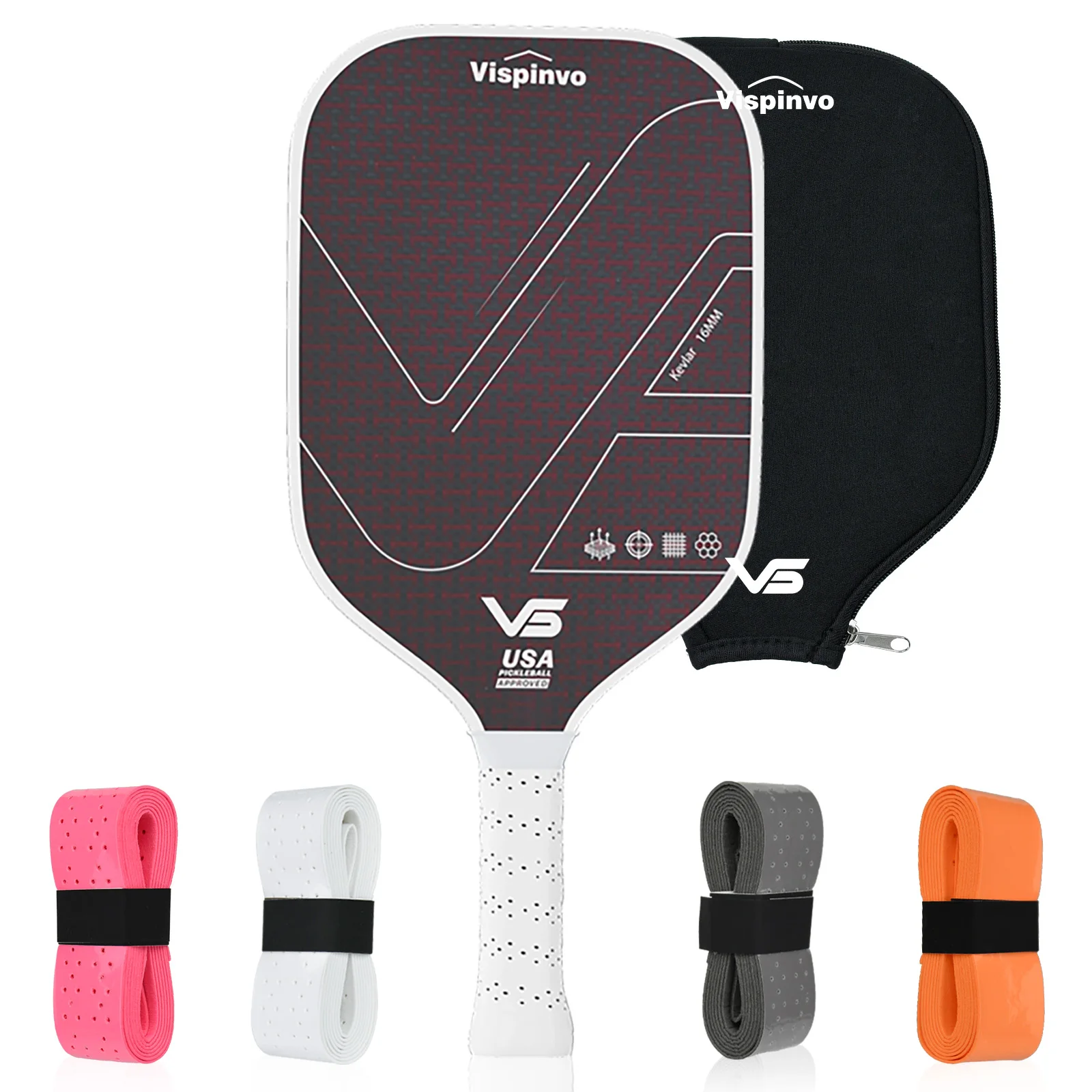 

Hot-pressed integrated Kevlar carbon fiber pickleball paddle set with complete accessories and unique checkered texture