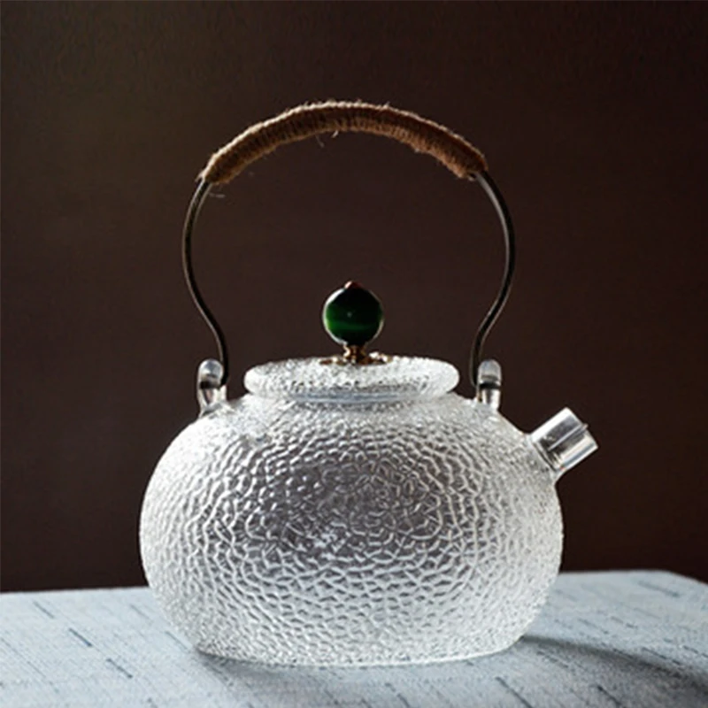 Glass Teapot High Temperature Resistant Tea Set Handmade Hammered Texture Flower Teapot With Handle To Make Teapot Gaiwan Pu Erh