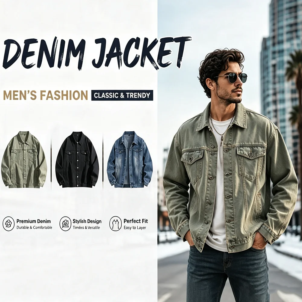 Spring Autumn Men's Trucker Denim Jackets Vintage Man Streetwear Jeans Jackets Men Loose Fit Windbreaker Workwear Cowboy Coats