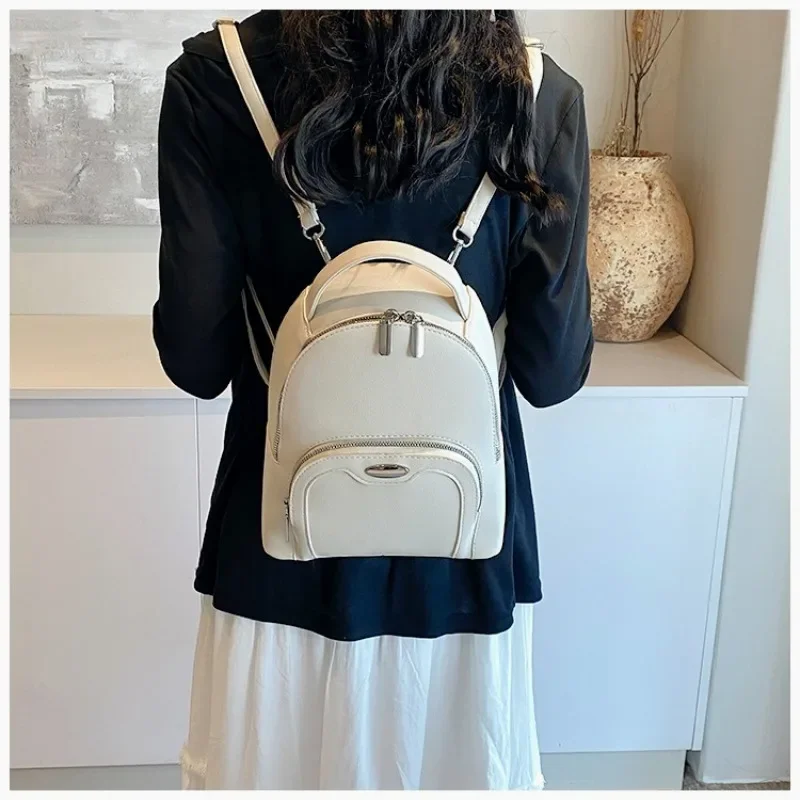 

Luxury Leather Women Backpack New Casual Zip Lady Large Capacity Travel Backpack Girls Female Leather Knapsack Bags for Woman