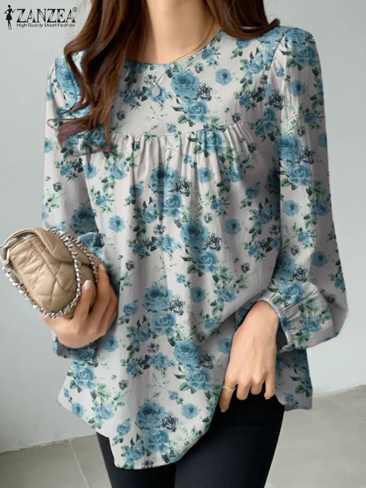 ZANZEA Stylish Long Sleeve Floral Printed Blouse Women Spring Bohemian Shirt Casual Holiday Tops Female Fashion Party Blusas