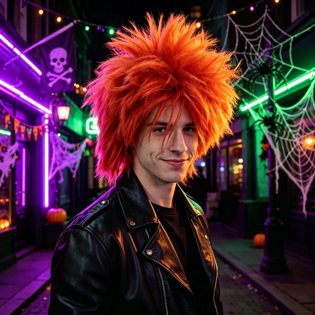 Bright Orange Spiky Wig, Fluffy Explosion Wig for Halloween Carnival Party  ange Spikey Explosion Wig, Adjustable