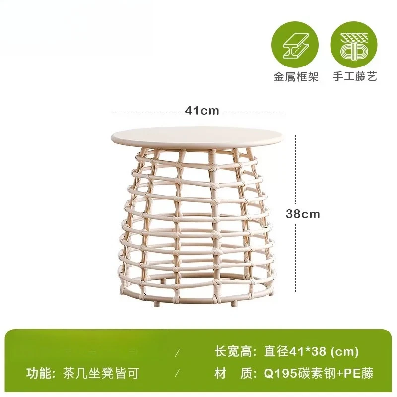 Simple round living room, few corners on the balcony, sofa side table, bedside table