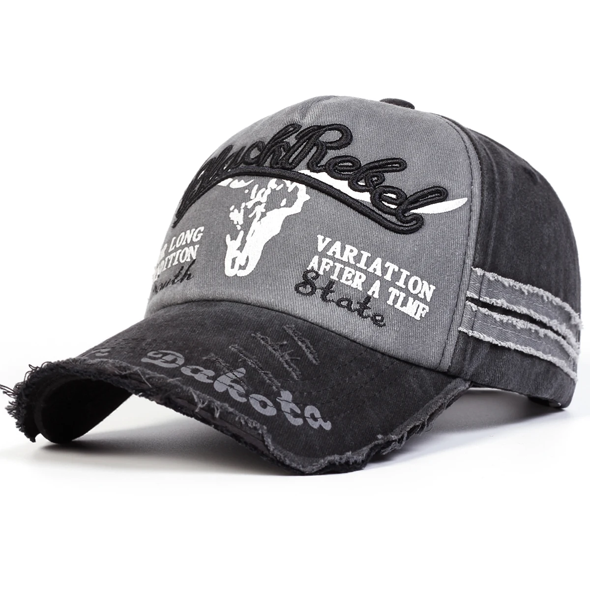 Unisex BlackRebel Brief Stickerei Waschen Baseball Caps Frühling und Herbst Outdoor Einstellbare Casual Hüte Sonnenschutz Hut – Detail 2