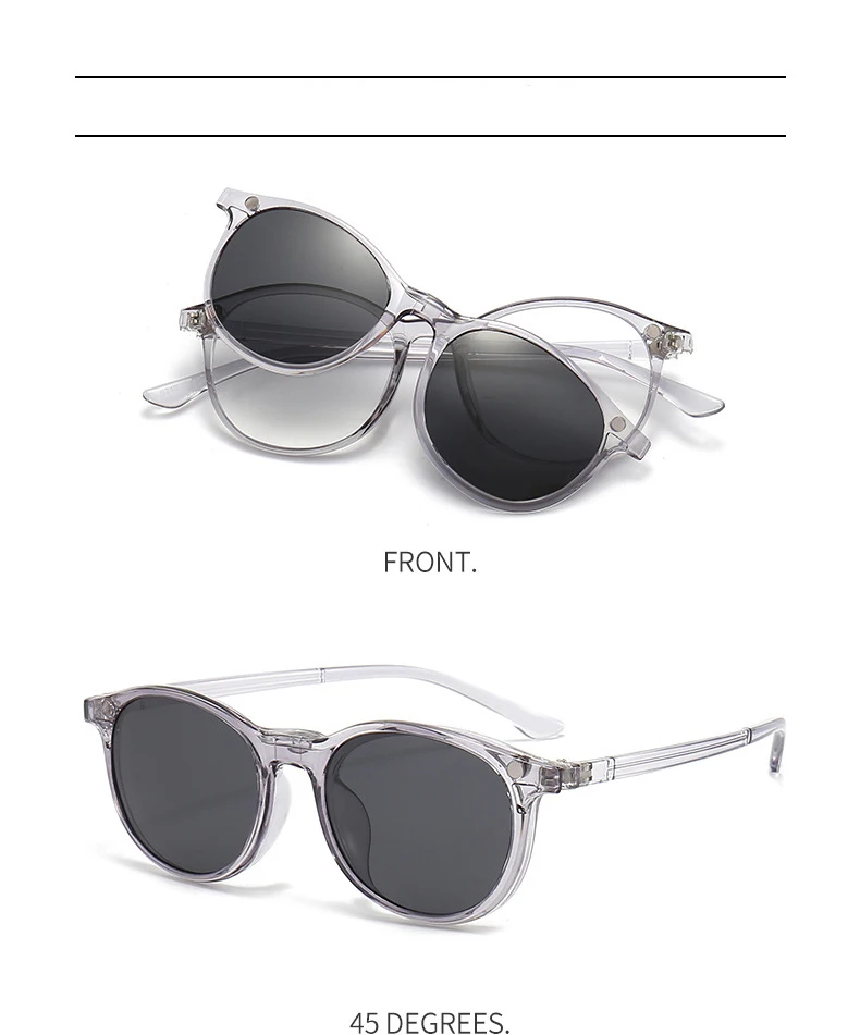 Vcka transparenten Rahmen Frauen Myopie Sonnenbrille 6 in 1 Mode polarisierten Magnet clip auf Brille verschreibung pflicht ige Brille-0.5 ~-6,0 – Detail 10