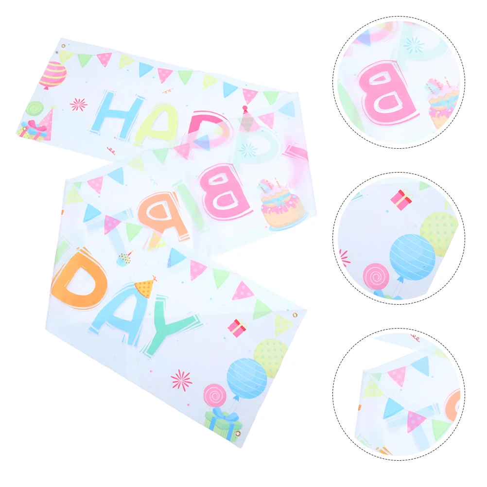 

2pcs Happy Birthday Banner Colorful Polyester Party Decorations For Kids Boys Girls Large Outdoor Indoor Reusable