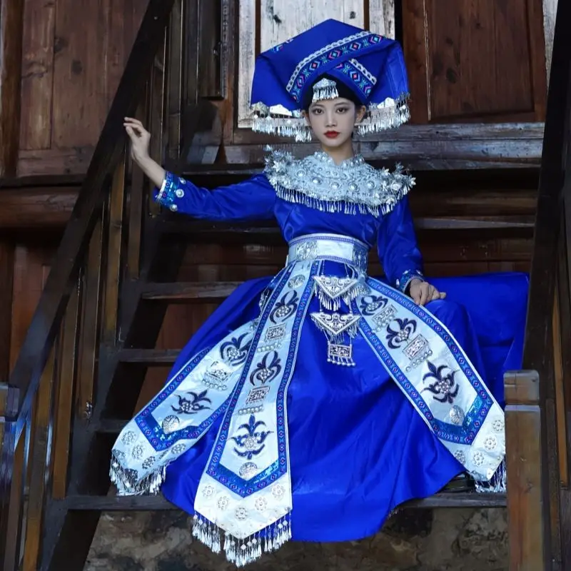 

Guangxi Zhuang Costume March Miao Ethnic Dance Adult Embroidery New