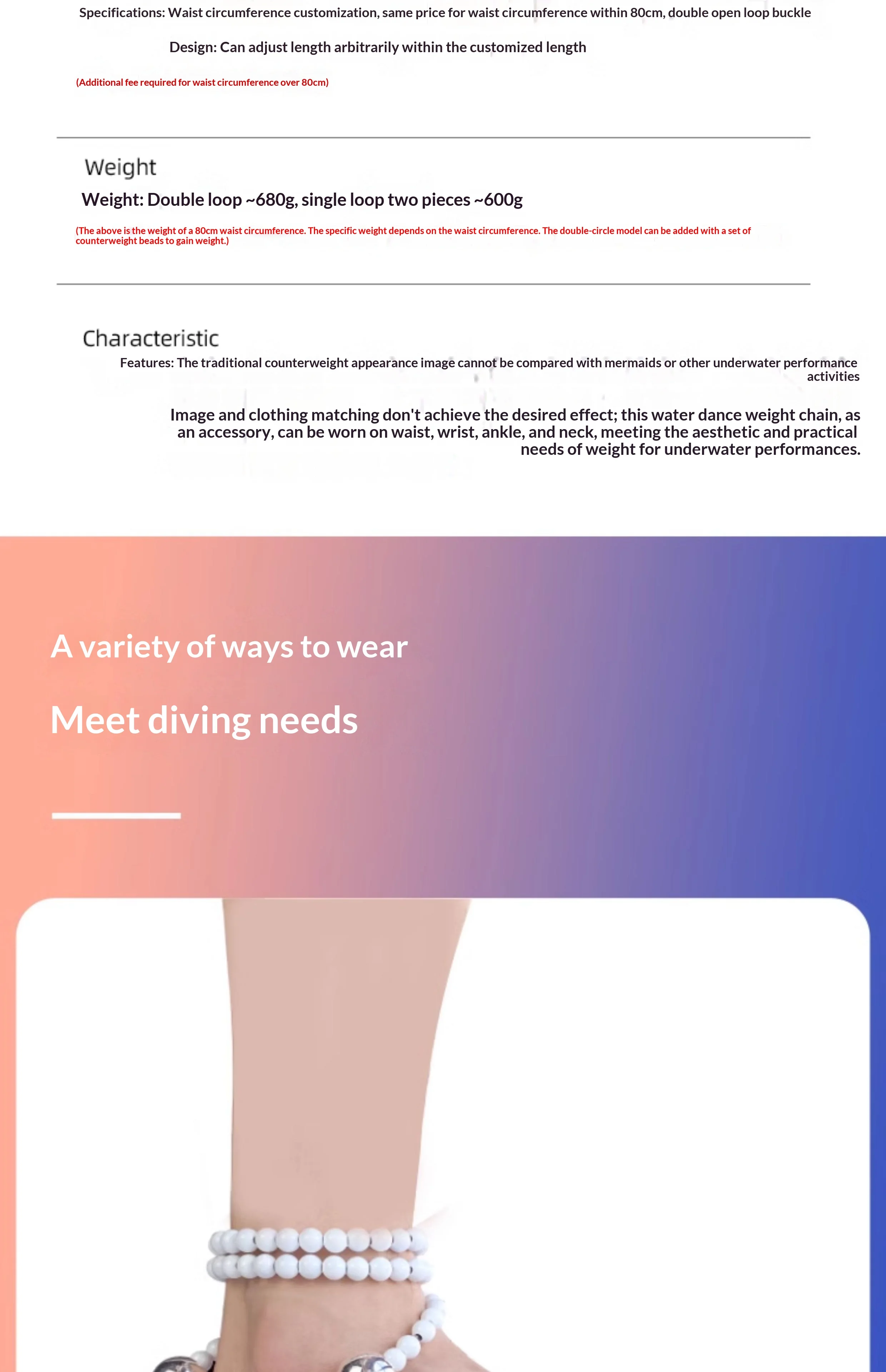 معدات الترجيح أزياء حورية البحر للغوص الحر، ملحقات توازن ذيل حورية البحر لحوض السمك تتميز بكتل وزن قابلة للفصل #5