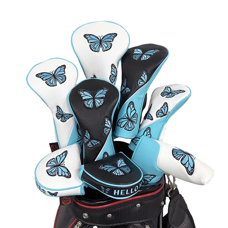 Golf Head Cover Wood Cover for Driver Fairway Hybrid Golf Headcovers Waterproof PU Leather Protector