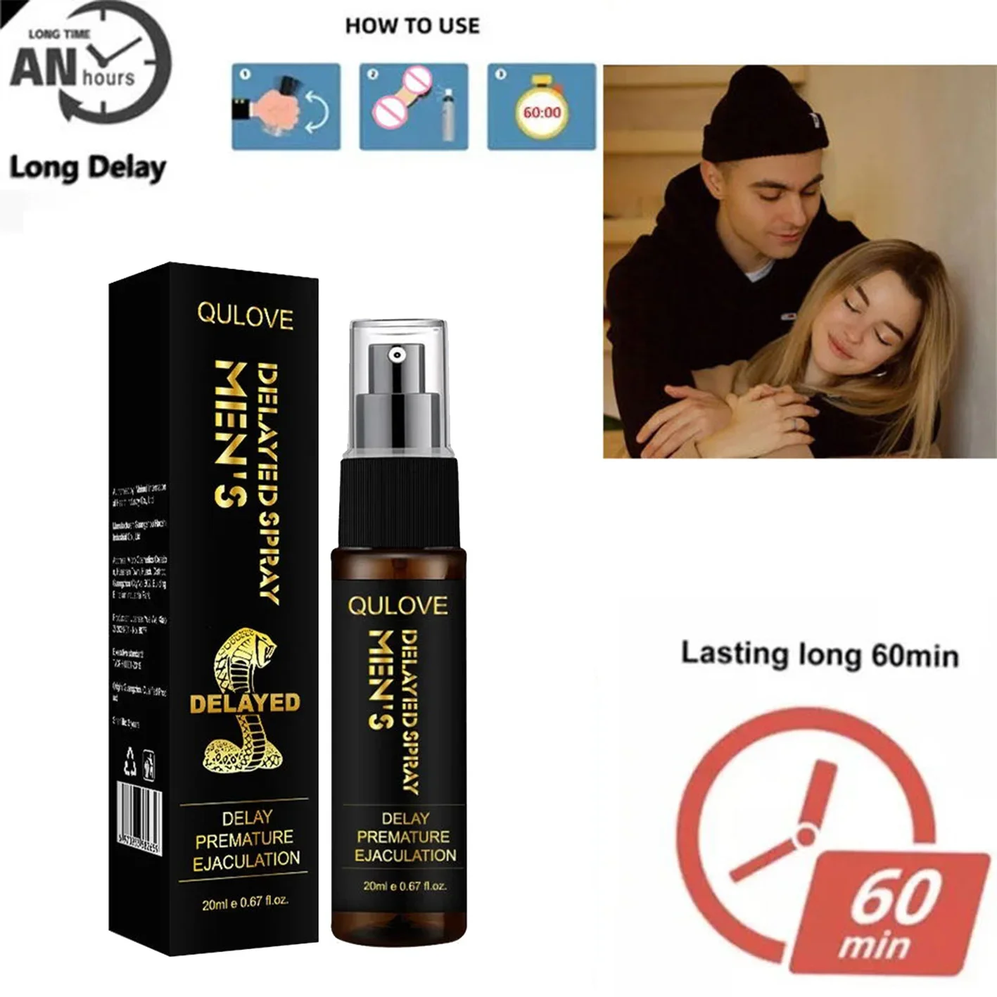 20ML Delay Spray for Men Anti Premature Ejaculation Male Prolong 60 Minutes Penis Enlargement Fast Erection Adult Sex Products