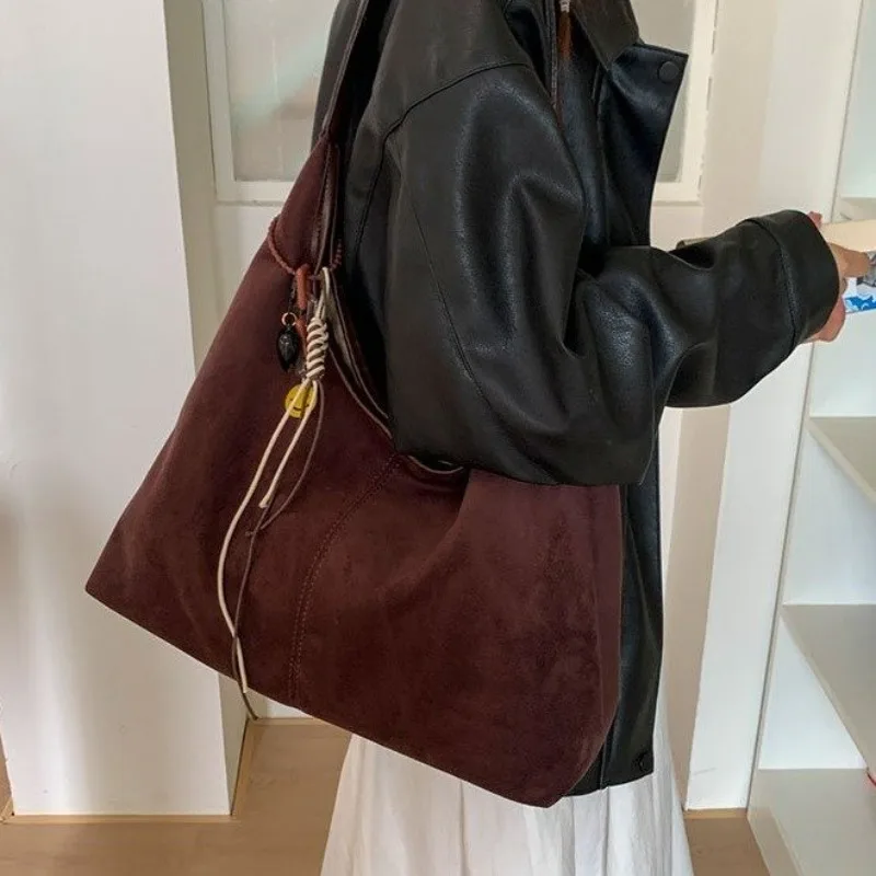 2026 New CEEKAY Burgundy Suede Hobo Bag, Vintage Shoulder Bag, Large Capacity Tote for Women Small Tote Bags for Women Handbags