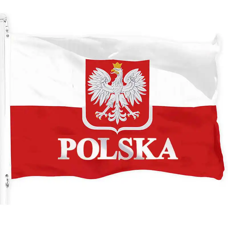 

Polish POLSKA Flag Poland Banner 90x150cm Polyester Eagle Printed Brass Grommets National Flags Banners Decoration Celebration