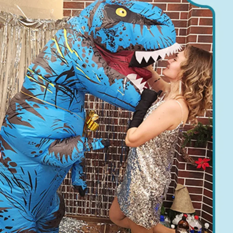 Inflatable Dinosaur Costume Adult Kids T REX Costume Blow Up Fancy Dress Mascot Christmas Halloween Party Costume For Men Women