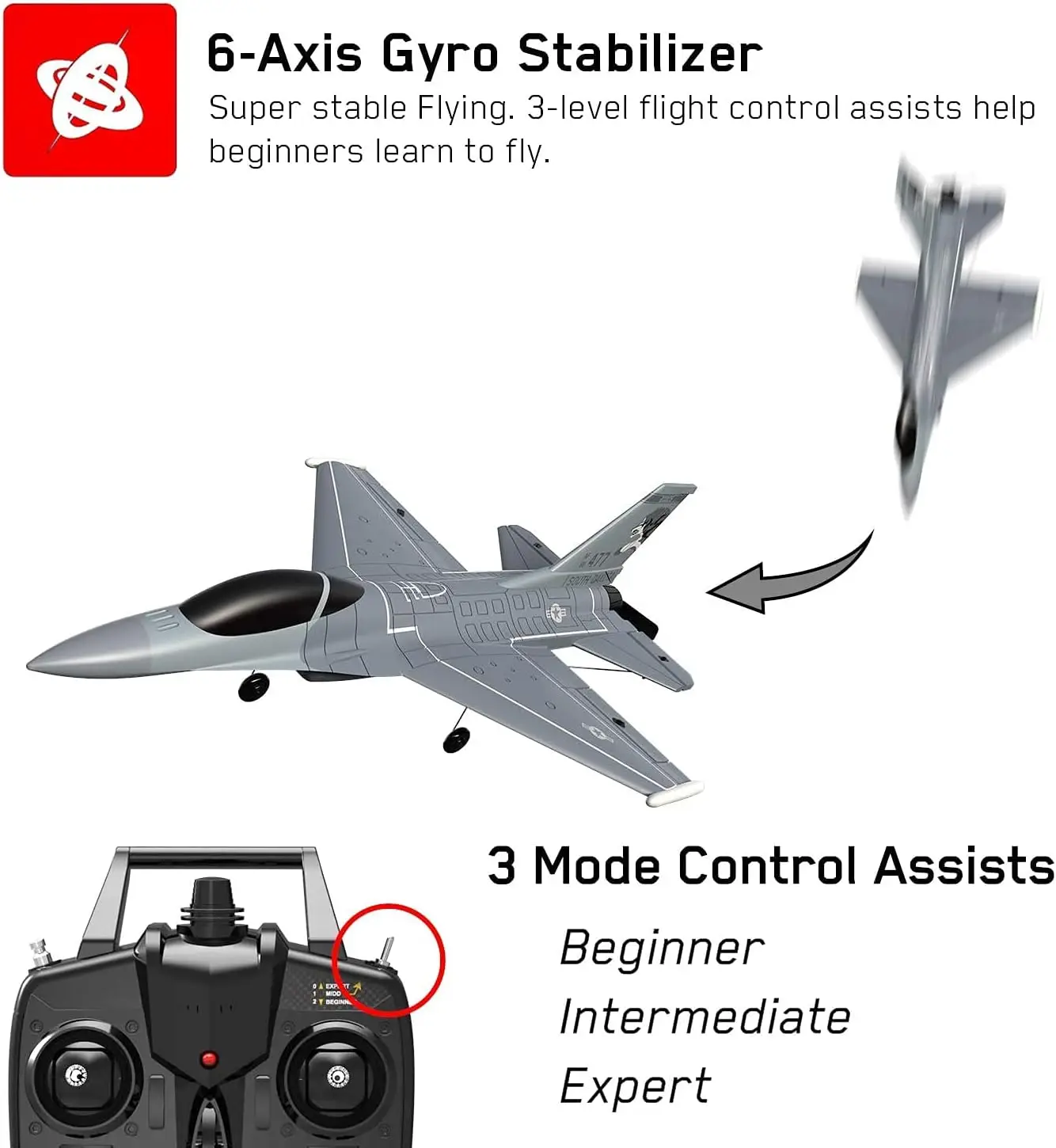 F-16 Falcon Fighter Jet F-16 RC Plane 4 Channel F16 Fighting Remote Control Aircraft with Aerobatic 6-Axis Full-Function for 14y