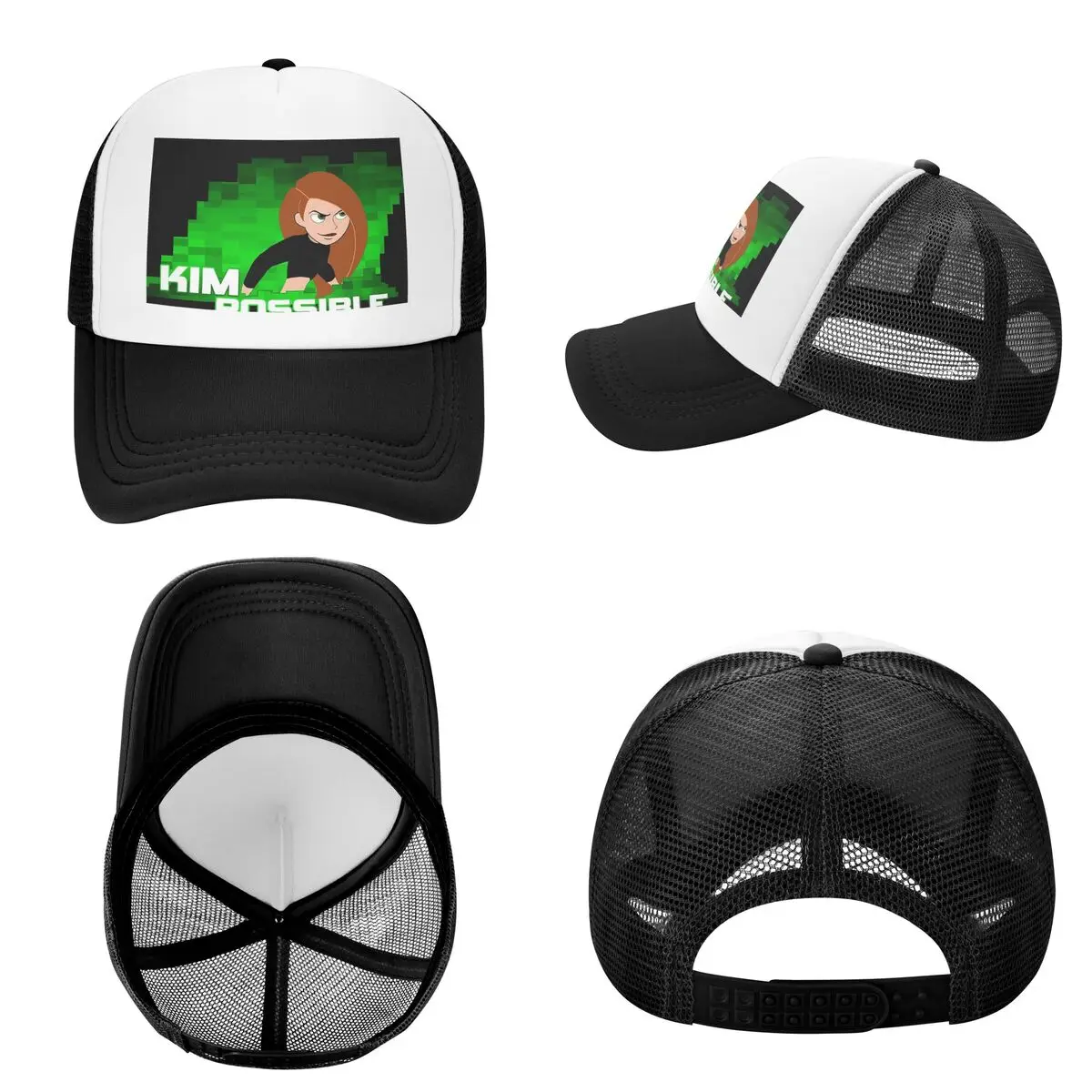 Kim Possible Anime Green Light Cap Fashion Mesh Baseball Caps Adjustable Hat Hip Hop Summer Unisex Baseball Hats
