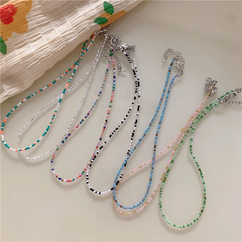 Necklace Vintage Multicolor Seed Bead Rainbow Bohemian Style for Women Daily Casual Wear Premium Handmade Jewelry