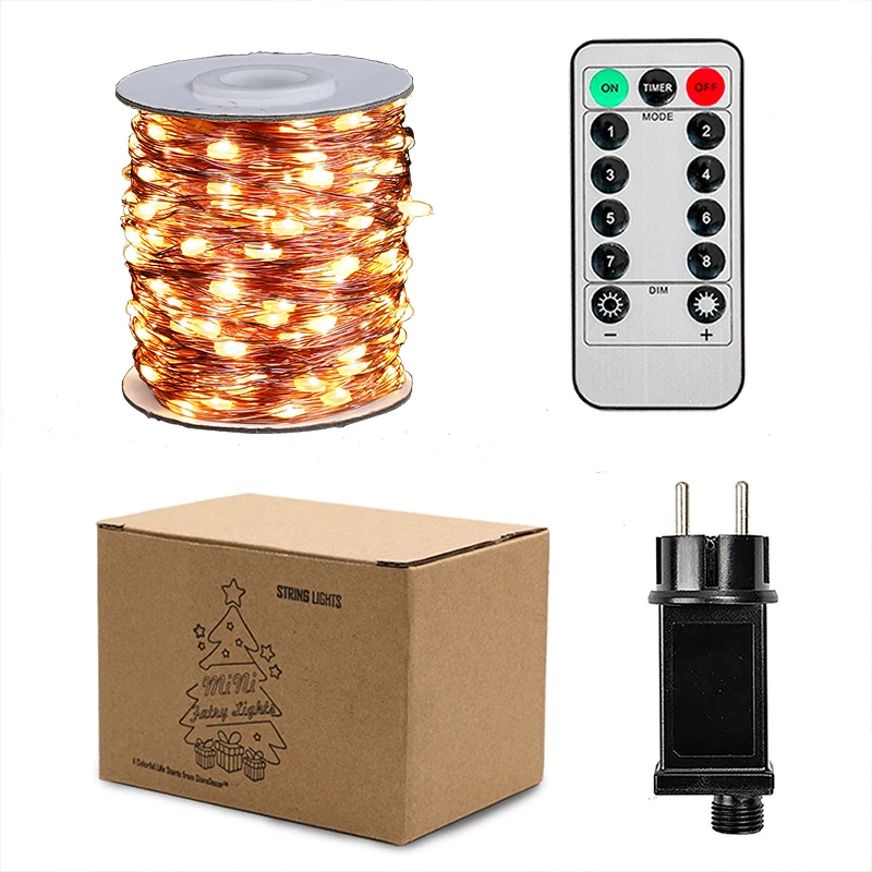 160 متر 1600 المصابيح الأسلاك النحاسية مقاوم للماء المكونات في الجنية سلسلة أضواء في الهواء الطلق حفلة عيد ميلاد عطلة الزفاف ديكور #5