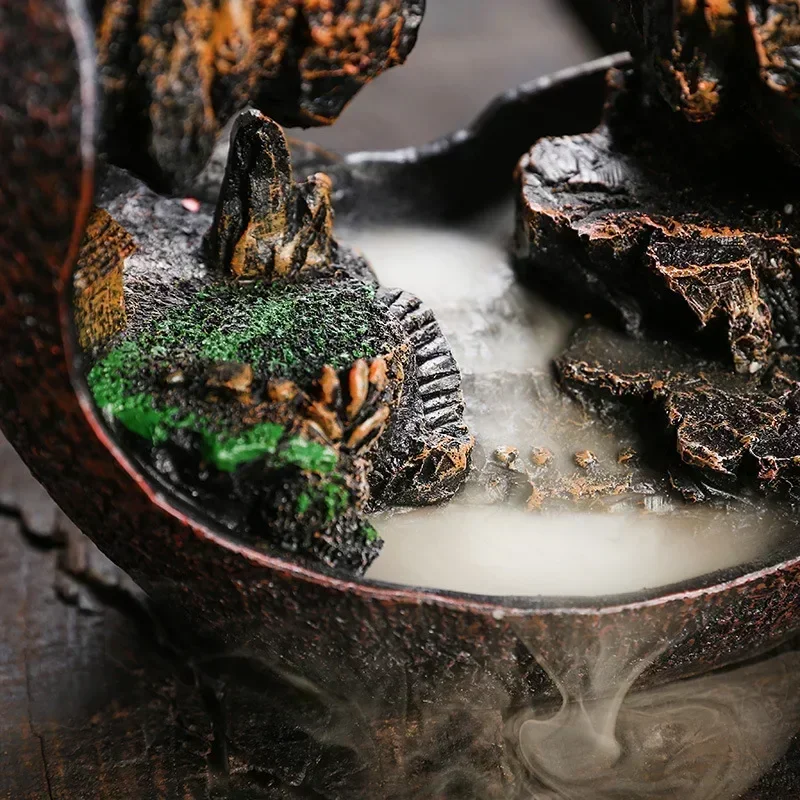 

Zen Buddha Resin Ornament Landscape Waterfall Backflow Incense Burner Home Decor Censer Tea Pet (Without Incense)