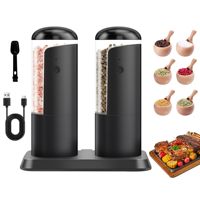 USB Rechargeable Electric Salt and Pepper Grinder with Charging Base Automatic Pepper Mills Spice Grinders Adjustable Coarseness