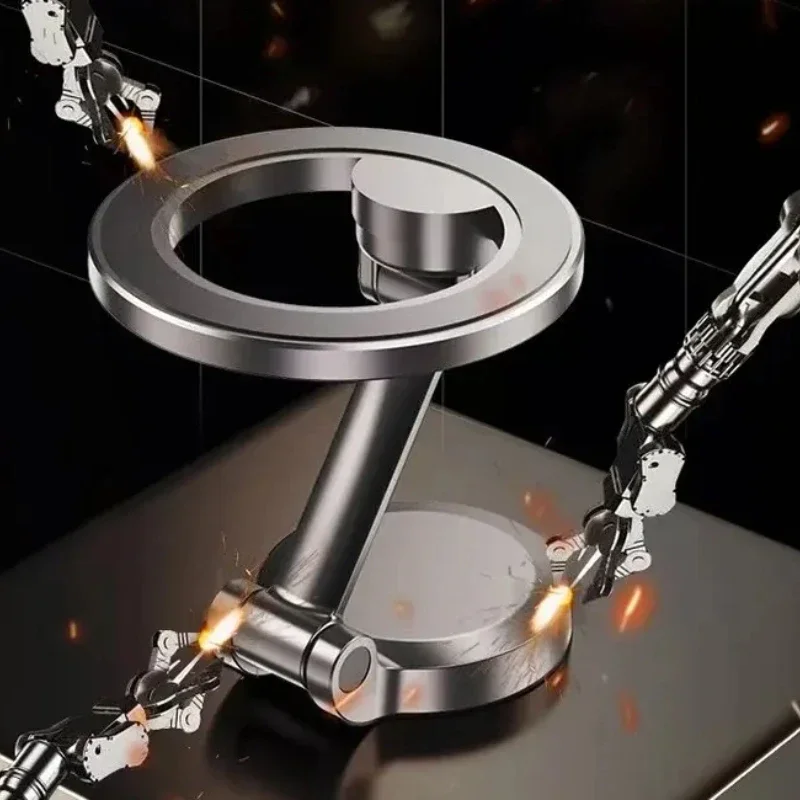 Car Phone Holder Ultra-Compact: Foldable Mac-Safe Alloy Magnet with Full Rotation for iPhone 16 Series