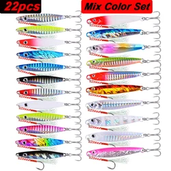22PCS Metal Spoon Jigs Carp Fishing Lures Set 40g 30g 20g 17g 10g 7g  Crankbait Jig Spoons Wobbler Bait Sea Fishing Lures Pesca