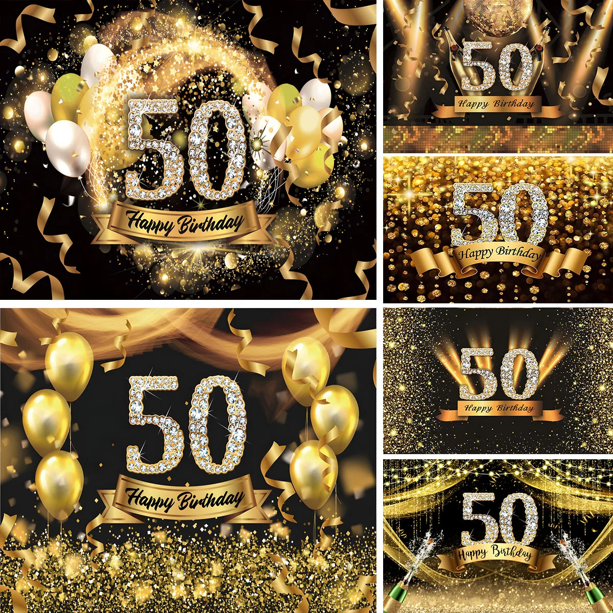 Ouro glitter 50th foto pano de fundo cortina vermelha homem mulher 50 anos de idade festa de aniversário fotografia fundo photocall adereços banner