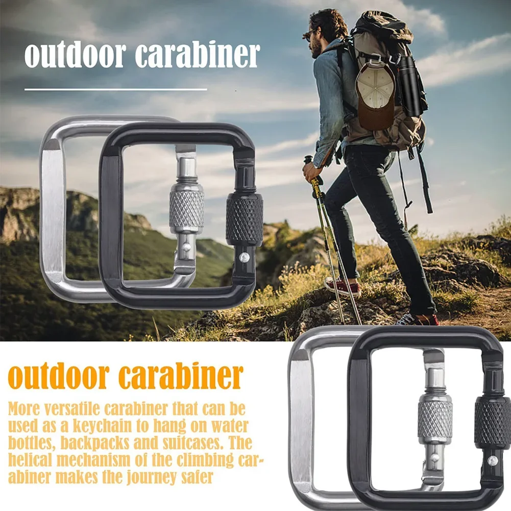 4 Buah Carabiner Persegi Carabiner Gantungan Kunci Gesper Kunci untuk Hiking Luar Ruangan Berkemah Travel Peralatan Mendaki Gunung