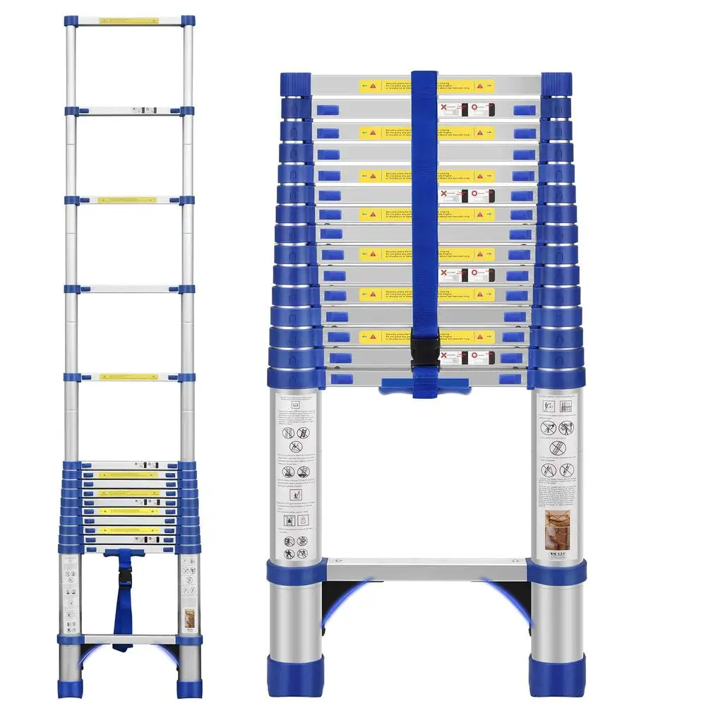 Телескопическая алюминиевая лестница, компактный портативный удлинитель, легкий вес 15,5 футов, емкость 330 фунтов