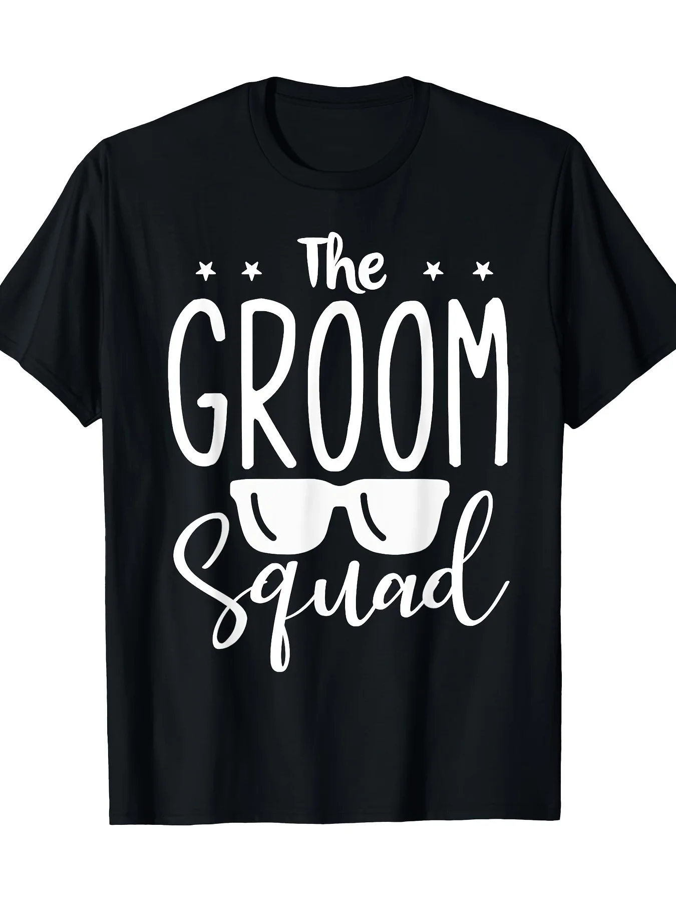 Men'S Groom Squad T-Shirt, Pattern Casual Black T-Shirt, Suitable for Wedding Parties, Washable, Bride And Groom T-Shirts