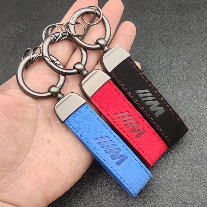 Suede Leather Car Logo Keyring BMW M Keychain Key Chain Ring For BMW M E46 E90 E60 E91 F20 F30 E39 E36 E92 X1 X2 X3 X4 X5 X6 X7