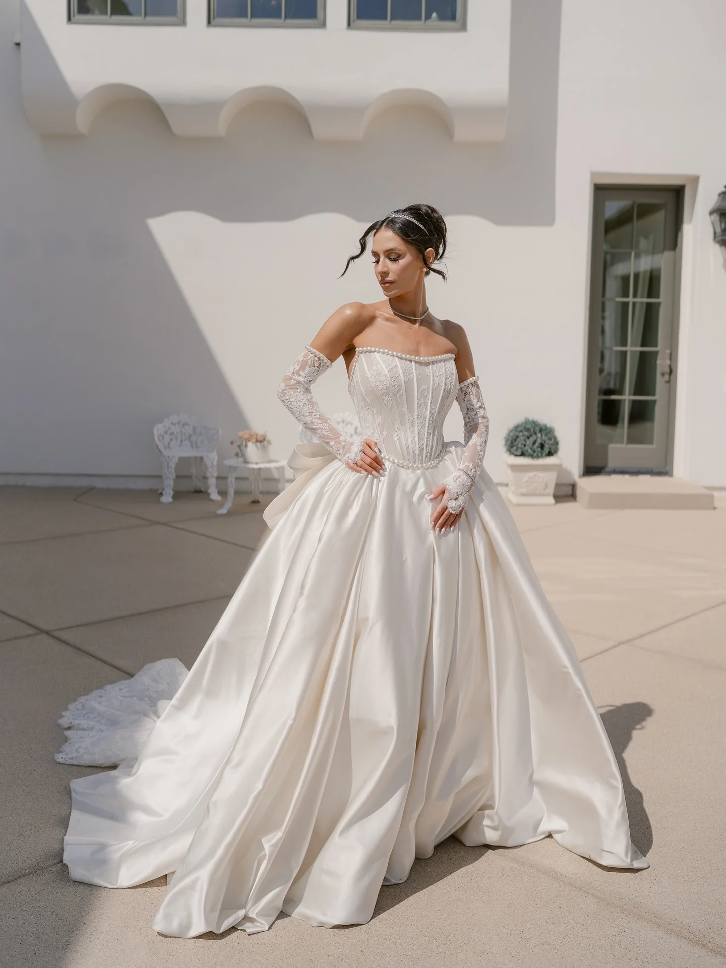 

Lace Wedding Dress Satin Ball Gown Dresses For Bride Mangas Desmontables Novia Long Sleeve Vestido De Minimalista Bespoke Bridal