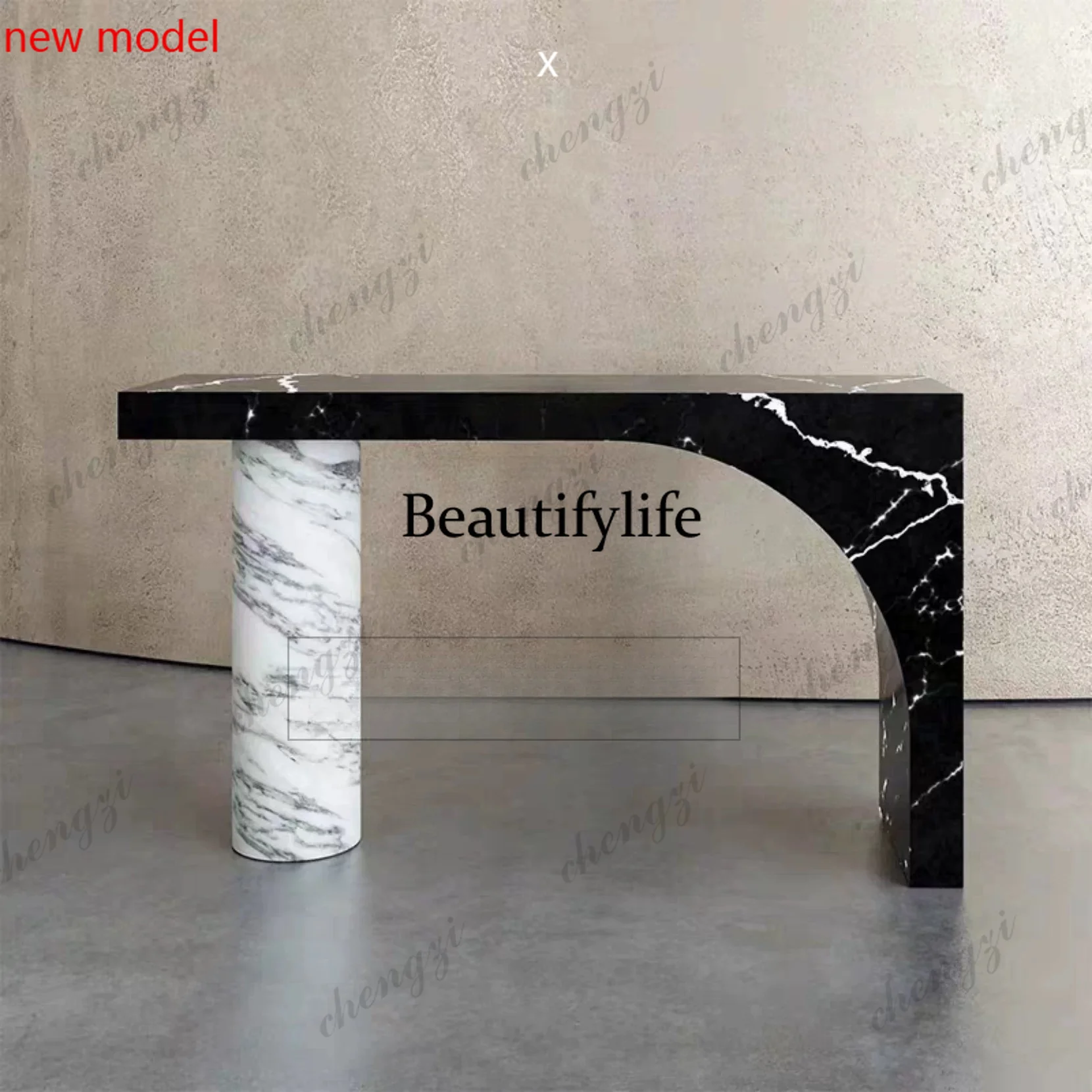 N138Solid wood entryway table, modern minimalist, living room entryway long table with wall-against entryway counter