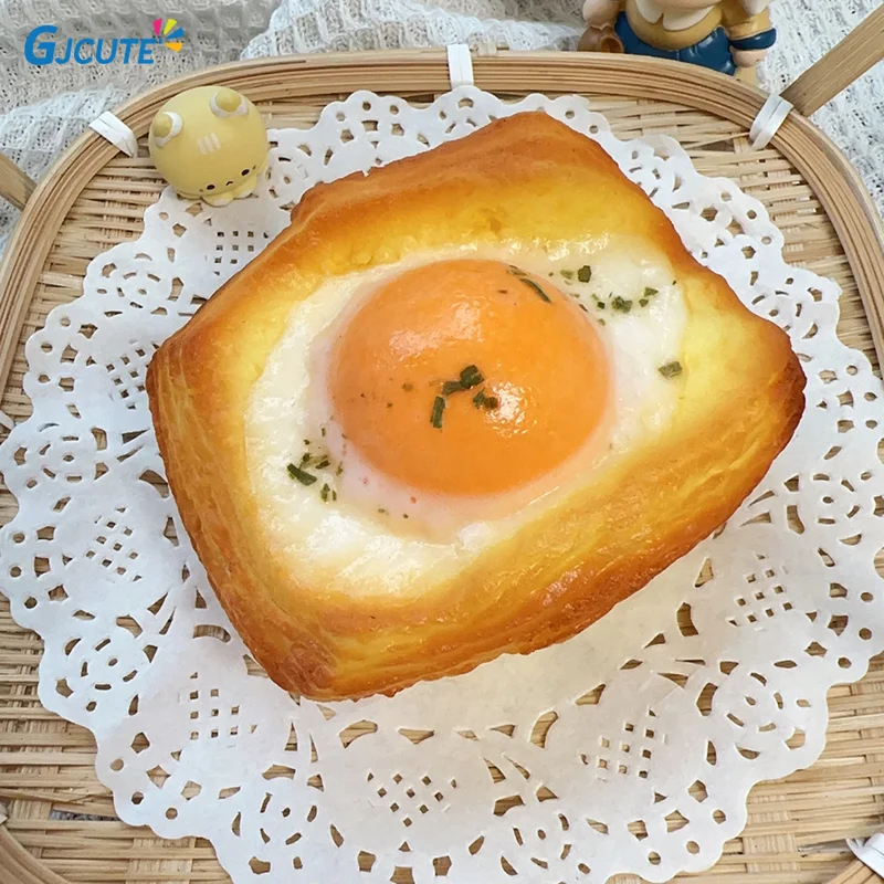 Crispy Fried Egg Simulated Bread Stress Relief Toy Anti-stress Slow Rising Squeeze Toy Soft PU Slow Rebound Toy Birthday Gift