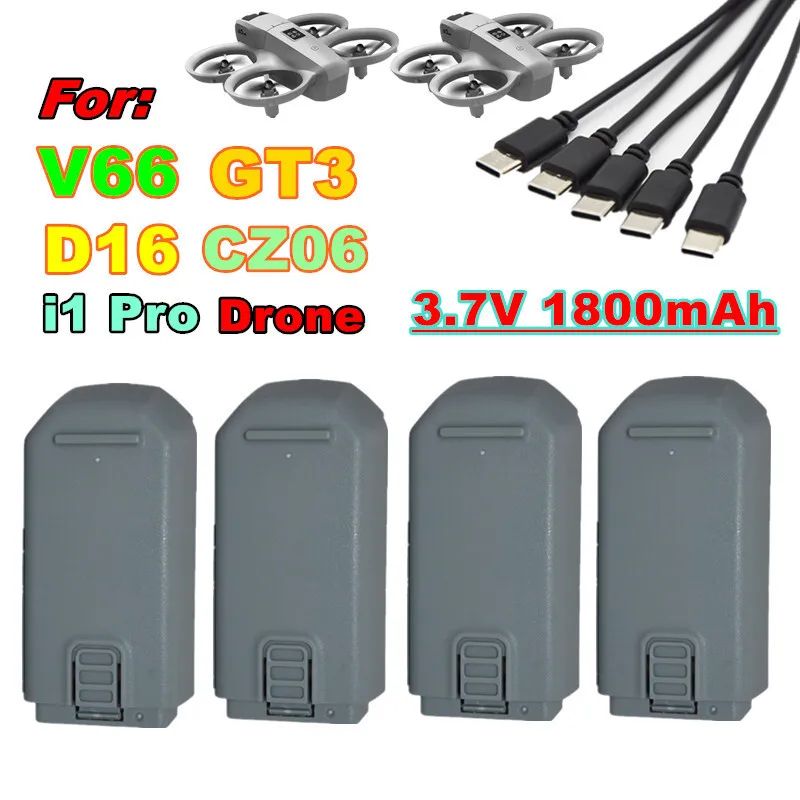 GT3 RC Drone ﻿Original Battery 3.7V 1800mAh For V66 Mini Drone Parts V66 CZ06 D16 Quadcopter Battery/Charger Suits Accessories