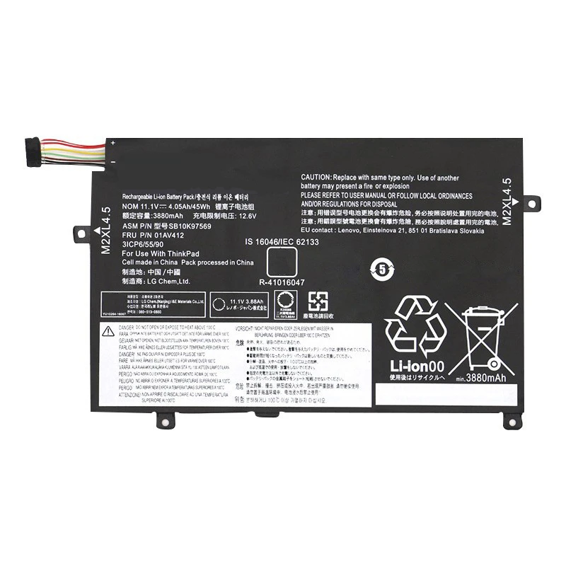 

11.1V 45Wh 01AV411 01AV412 01AV413 Laptop Battery for Lenovo Thinkpad E470 E470C E475 Series SB10K97568 SB10K97569 SB10K97570