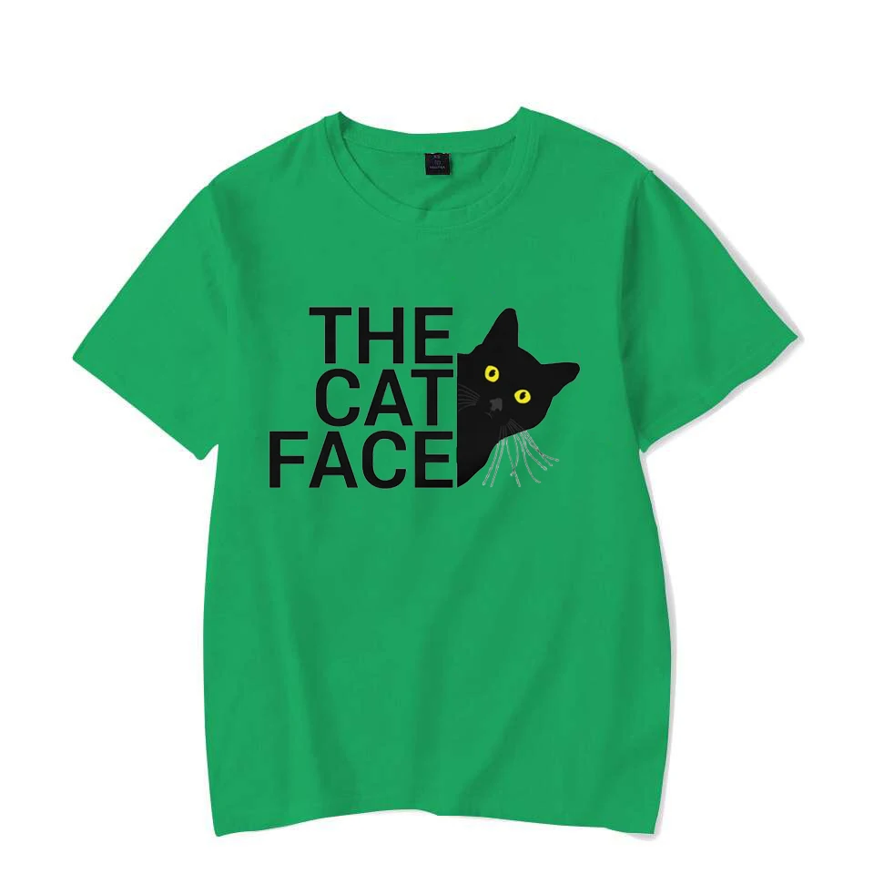 Probe Curious Baby Cat Funny Cat Face Personality Men Woman T-shirt Summer Casual Breathable Short Sleeved Couple's Clothing Tee