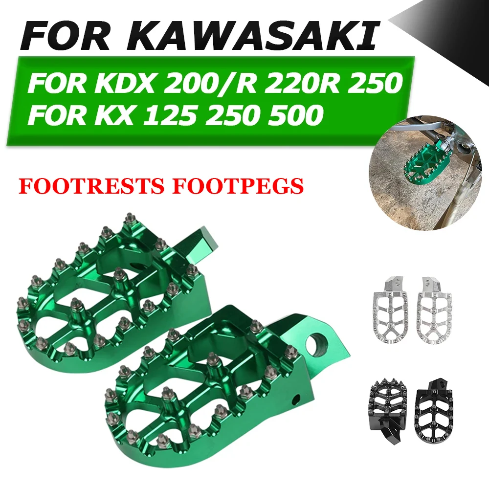 Reposapiés para motocicleta, pedales para Kawasaki KDX200 KDX220R KDX250 KDX 200 KDX 220 R 250 KX125 KX250 KX500