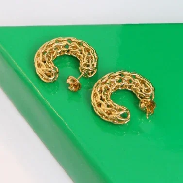 Famous Designer 18K Gold Plated Brass Hollow Out Earrings Women Jewelry Trend