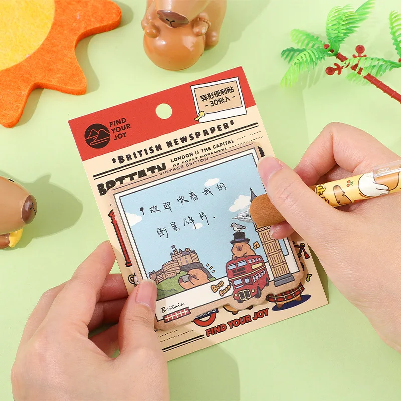 Capybara Roaming Series Special-shaped Notes Cartoon Cute Hand Account Mark Message Note Paper Cute Notepads Sticky Tabs