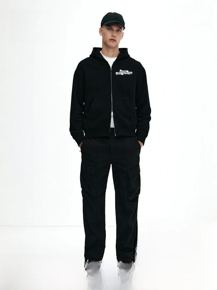 

H&M Men's Casual Pants American Style Loose Simple Nylon Workwear Long Trousers Straight Leg Work Pants Polyester Fiber