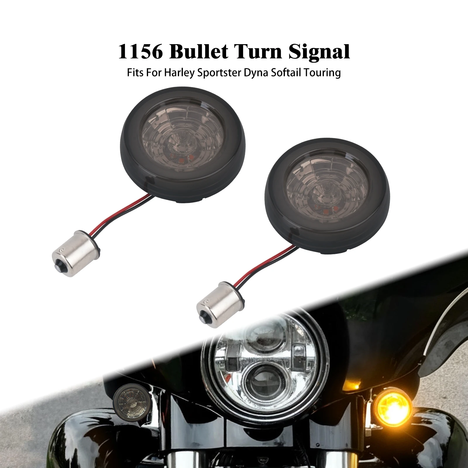 Motorcycle Rear LED Light Turn Signals 1156 Bullet Indicator Insert Amber Lamp For Harley Touring Sportster XL Softail Dyna CVO