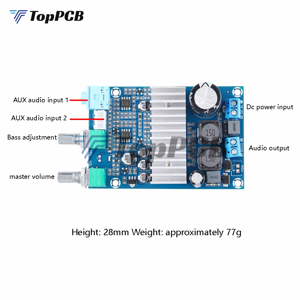 TPA3116 Subwoofer Amplifier Digital Audio Board Mono Power Amp Sound Amplifier 100W Bass AUX For Passive Speaker