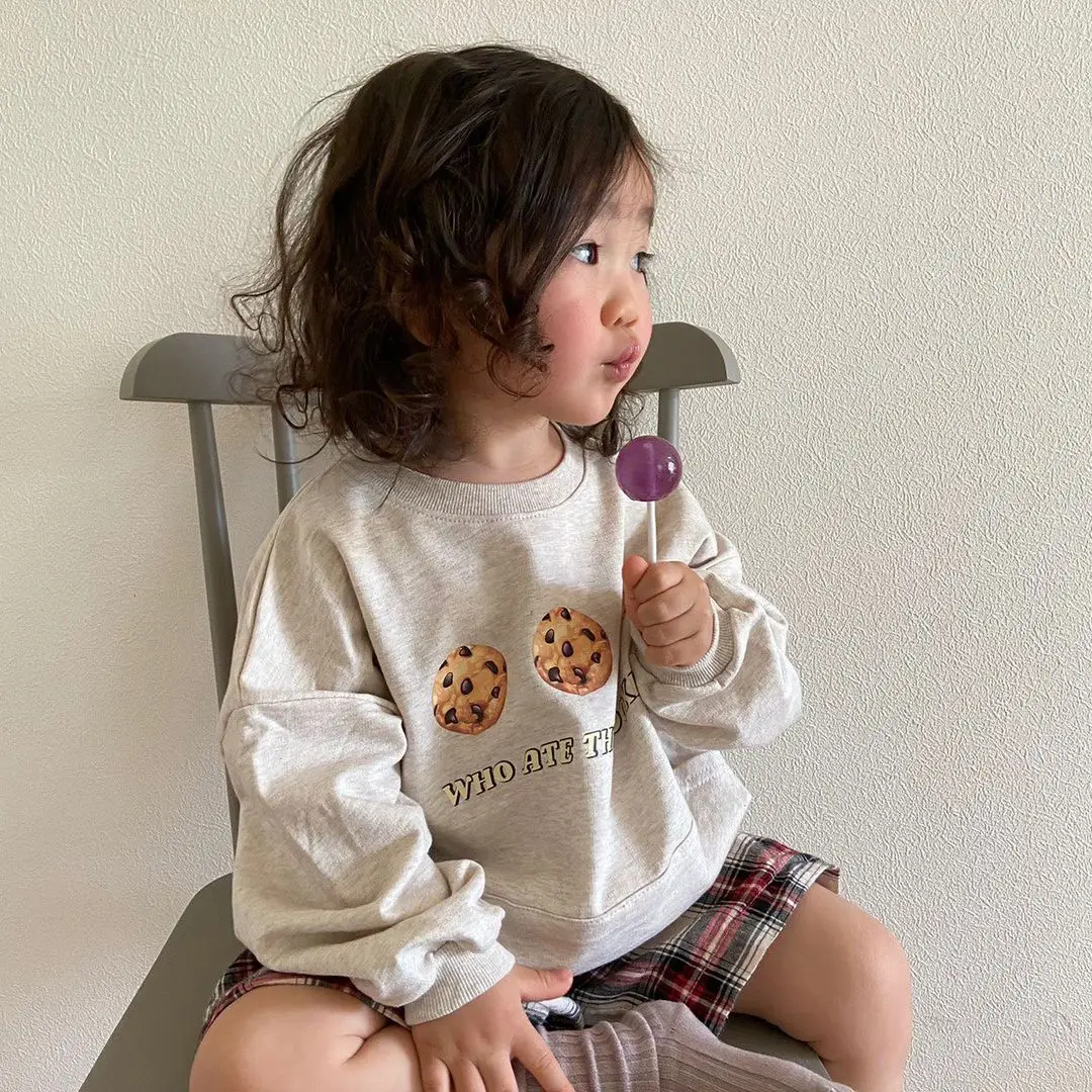 Kid Fashion Loose Sweatshirts Baby Girl Long Sleeves Pullover Tops Boy Comfortable All-match Cotton Tees Letter Clothes