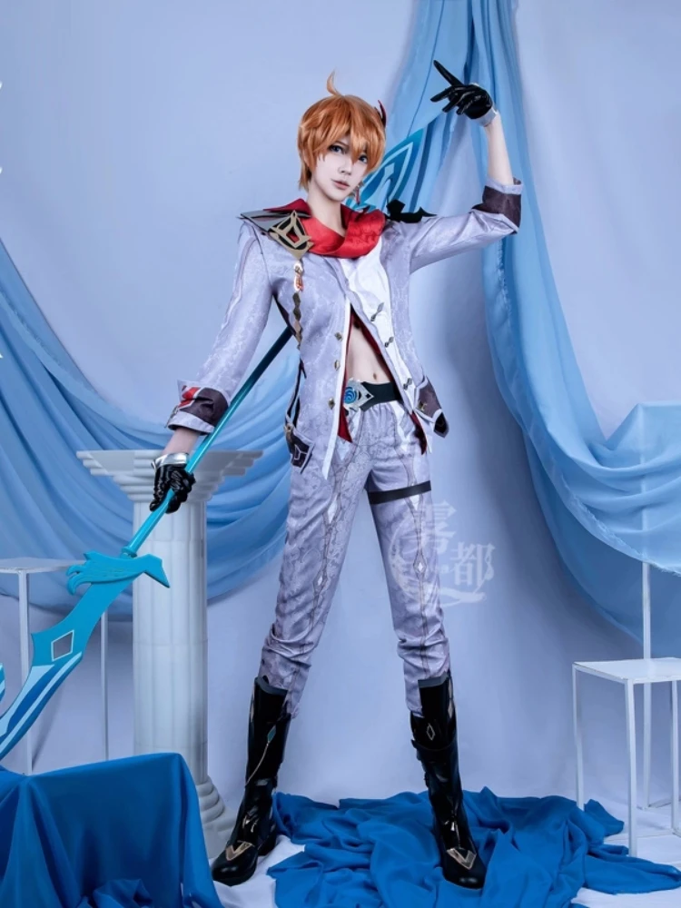 Genshin Impact Tartaglia Cosplay Costume Anime Men Cool Uniform Role Play Clothing Halloween Comic-con Party Suit Stock