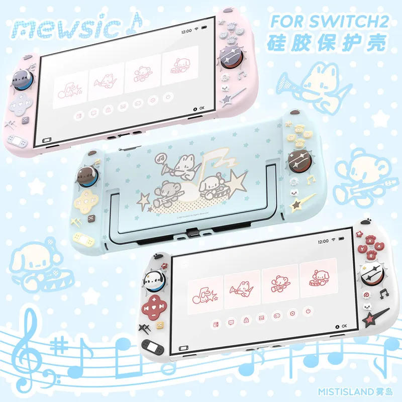 Switch 2 Protective Case Silicone Split Handle Shell Original Cartoon Music Band Pattern For Gaming Lovers