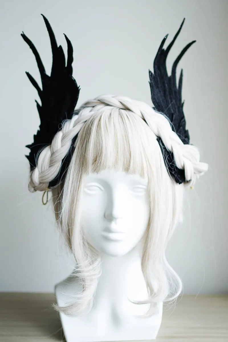 Hot Black White Angel Wing Hair Clips Angel Wing Hairpin Lolita Barrette Girl Gothic clip Cosplay Halloween Headwear Accessories