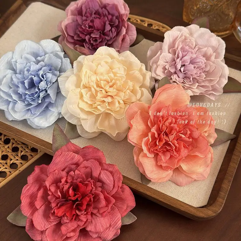 Peony Flower Hair Clip Gradient Ombre Chinese Style Side Fringe Holder Lightweight Resin  Elegant Photo Prop Daily Women
